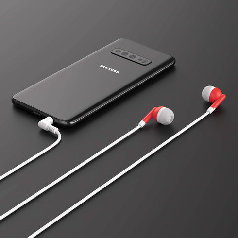 Maeline 10 Pack Bulk Earbuds - Red with 3.5 mm Headphone Plug - Perfect for Schools and Events!