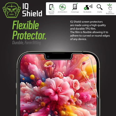 IQShield Anti-Bubble Clear TPU Film Screen Protector for Apple iPhone 13 (6.1 inch) - 2-Pack