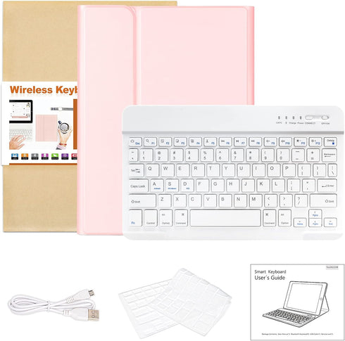 Keyboard Case for iPad Air 11 inch 2024 & iPad Pro 11 inch, Detachable Bluetooth Keyboard with Pencil Holder (Pink)
