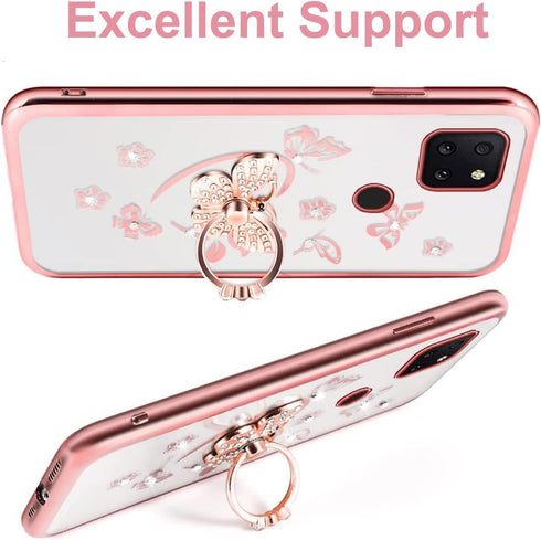4 Pack Phone Ring Stand, Diamond Bling Butterfly Kickstand Grip, 360 Rotation, 2 Butterfly, 2 Swan