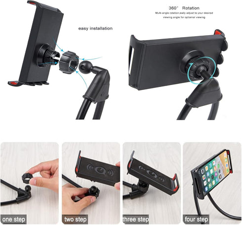 Lazy Gooseneck Cell Phone Holder, Universal Mobile Phone Stand, 360 Rotating Free Neck Phone Holder, DIY Flexible Mount
