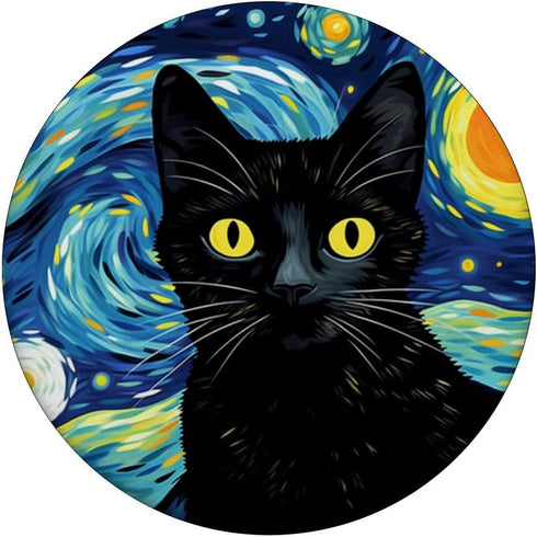 Black Cat Starry Night Aesthetic PopSockets Standard PopGrip