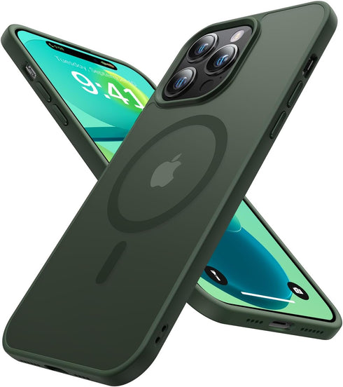 Shop the NEW Deep Green Magnetic Case for iPhone 14 Pro Max - Slim, Matte, MagSafe Compatible, 10FT Drop Tested (6.7").