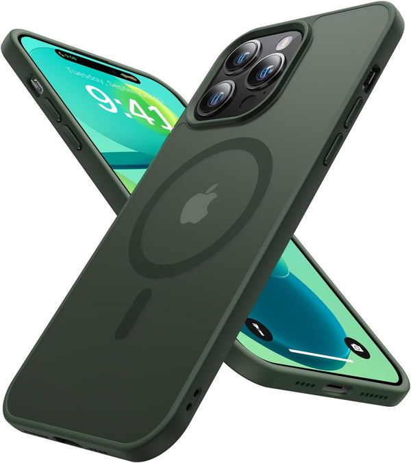 Shop the NEW Deep Green Magnetic Case for iPhone 14 Pro Max - Slim, Matte, MagSafe Compatible, 10FT Drop Tested (6.7").