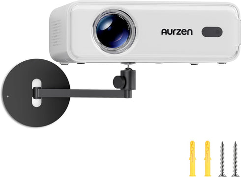 Aurzen Projector Wall Mount Shelf, Wall Use with Adjustable Angle, 360 Rotation and