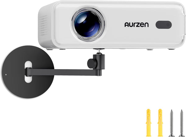 Aurzen Projector Wall Mount Shelf, Wall Use with Adjustable Angle, 360 Rotation and