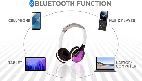XO Vision IR630PR Universal IR Wireless Foldable Headphones - Purple, Bluetooth-Enabled, Lightweight for Car, Kids