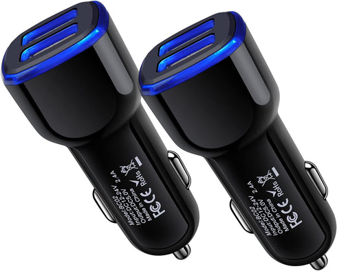 Android Phone Car Charger 12 Volt USB Outlet Adapter, Dual 2.4A Cigarette Lighter Charger for Samsung Galaxy, iPhone