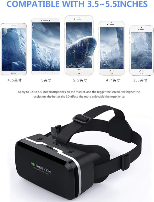 HD Virtual Reality Headset with Controller/Gamepad, VR Headsets for iPhone/Android, 3D Glasses for TV, Movies