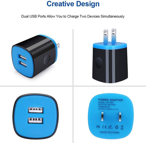Android Phone Wall Charger Cube Block with Micro USB Cable for Moto E/G/G5 Plus, Samsung Galaxy Note 5/4, Tablet