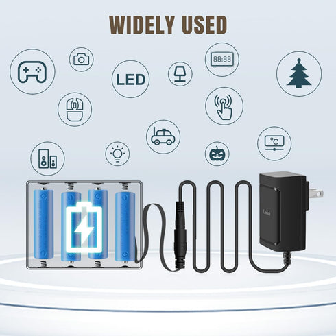 Lenink 4 AC Power Supply Adapter for AA Batteries, AA Battery Replacement Adapter for LED Light, LED Decorations