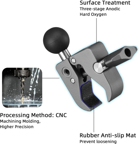 FANAUE Handlebar Base Mount Strong Rod Clamp, Compatible with RAM Mounts B Size Double Socket Arm