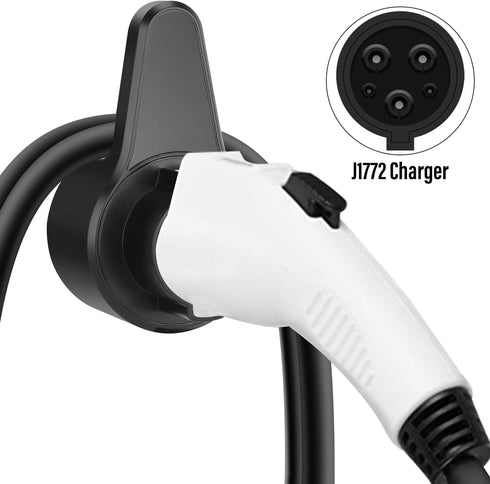 J&D EV Charger Holder for SAE J1772 Charger, Wall Mount Charging Cable Organizer