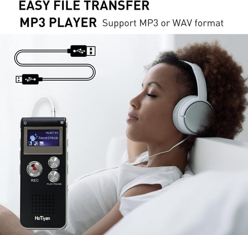 HoTiyan 64GB MP3 Digital Voice Recorder Audio Recording - Audio Recorder with Playback Voice Activated Recorder