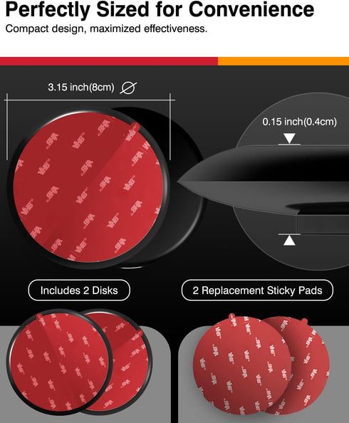 MASIGO Set 3.15" (80mm) 2 2 Dashboard Adhesive Mounting Disk for Suction Cup Car Mounts Flat Surface Pad for Phone