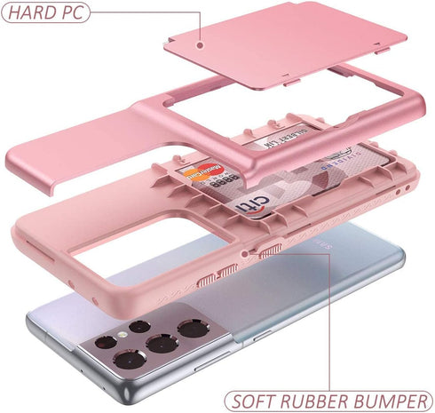 WeLoveCase Samsung Galaxy S21 Ultra Wallet Case, Credit Card Holder & Hidden Mirror, Heavy Duty Phone Cover, 6.8 inch
