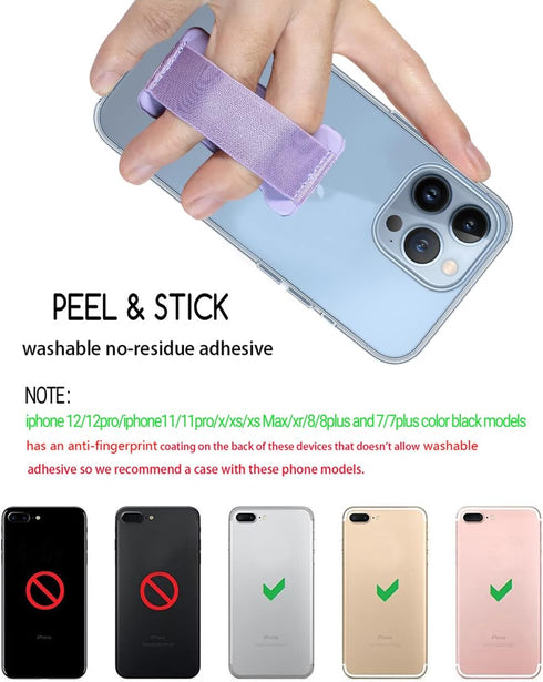 WUOJI 2Pack Phone Grip Holder for Hand, Universal Finger Strap Phone Holder, Finger Selfie Grip Compatible with Most