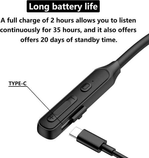 Neck Headphones Wireless Bluetooth V5.2 with Microphone, 35 Hours Playtime, IPX7 Sweat-Resistant (Y6H)