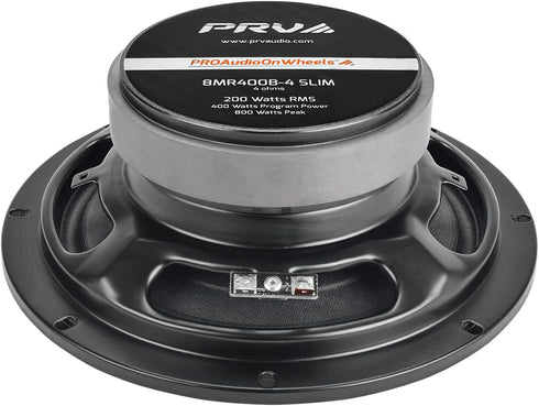 PRV AUDIO 8MR400B-4 8 Inch Slim Shallow Midrange Buller Speaker, 4 Ohm, 400 Watts Program Power, 200 Watts RMS, Compact