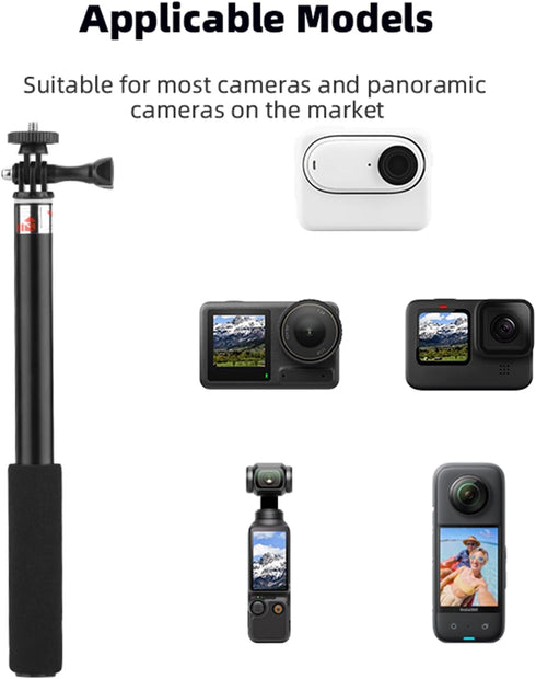 Kaeltsyn 3 Extendable Cameras Extension Rod Foldable Sports Cameras Selfie Stick for Pocket Vlog Accessories Stick