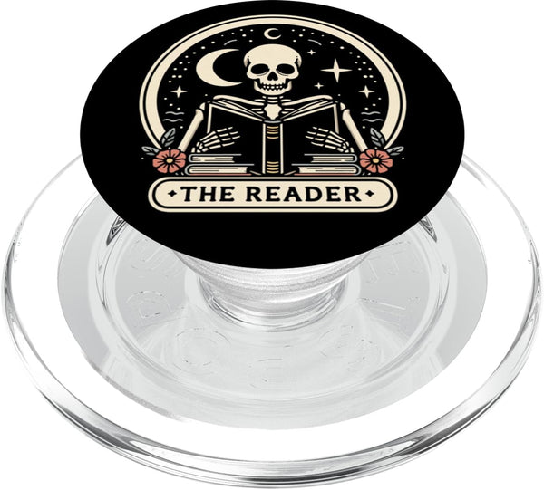 PopSockets MagSafe PopGrip for iPhone, The Reader Tarot Skeleton Gothic Bookish Lover