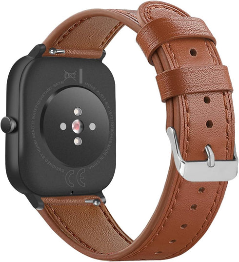 FitTurn Leather WatchBand for Cubitt CT4/CT2 Pro GPS Smart Watch, Replacement Sport Wrist Strap with Stainless Metal