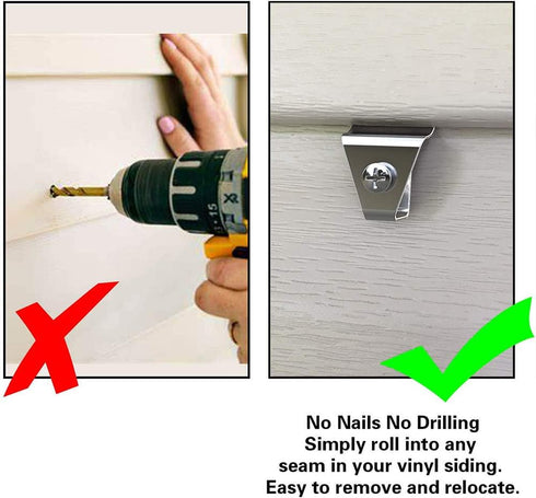 Vinyl Siding Clip Hooks for Outdoor Camera, No-Hole Needed Mounting for Home Security Camera, 12 Pack