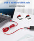 JSAUX USB C to Micro USB Cable 6.6FT, Type C to Micro USB Charger Braided Cord, Support Charge & Sync Compatible with MacBook (Pro),Galaxy S8, S9, S10, Pixel 3 XL, 2 XL and Micro USB Devices- Red/2M by JSAUX