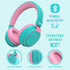 Kids Bluetooth Headphones, Wireless 60H Play Time, Volume Limited 85/110dB Over Ear Headset with Mic (Cyan)