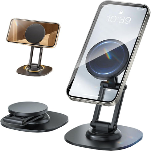 KOBBRAN Magnetic Phone Stand for Desk 360 Rotating Adjustable Foldable Aluminum for MagSafe
