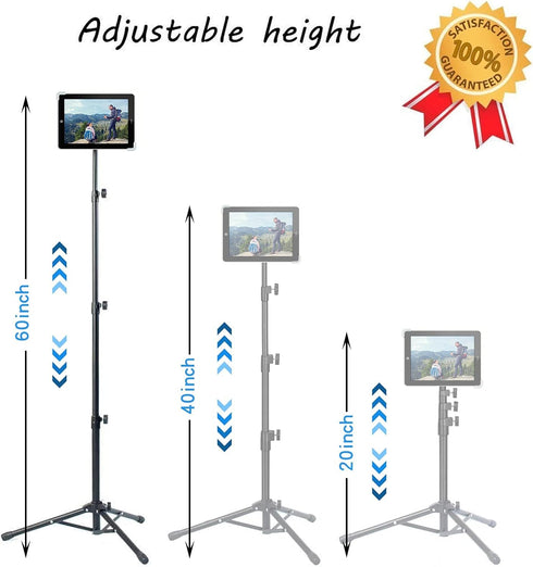 Raking 360 Pro12.9, 9.5-14.5 Inch Ipad Tripod Stand, Height Adjustable iPad Stand Floor, Tablet Holder Stand
