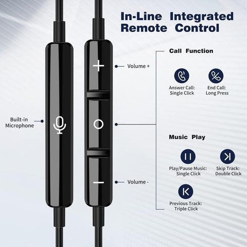 Wired 3.5mm Earbuds with Microphone, Noise-Canceling HiFi Stereo for Samsung A25, A15, A03s, S10, Note 9, Moto, Switch,