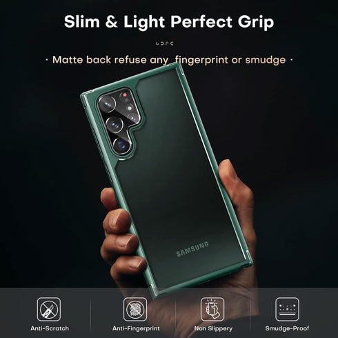 TOCOL Translucent Matte Case for Samsung Galaxy S22 Ultra - Military Grade Shockproof, Slim Fit Protective Cover (Green)