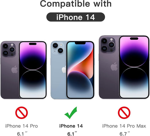 JETech 3-Pack Full Coverage Tempered Glass Screen Protector for iPhone 14 6.1-Inch, Black Edge, HD Clear, Case-Friendly.