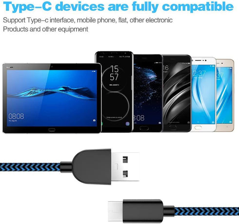 Fast Charging 3A USB-C to USB-A Cable 5Pack (3/3/6/6/10FT) for Samsung Galaxy S10 S9 S8 Plus, Note 10 9 8, LG V50 V40
