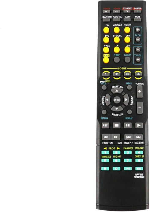 RAV315 Replacement Remote Control for Yamaha AV Receiver Models RX-V461, HTR-6040, HTR-6050, and More