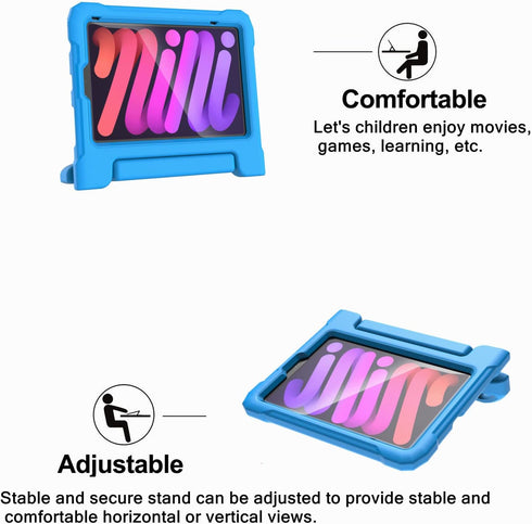 Kids Case for iPad Mini 6 Generation - 8.3" 2021 Release, Shockproof Lightweight Handle Stand Cover (Blue)