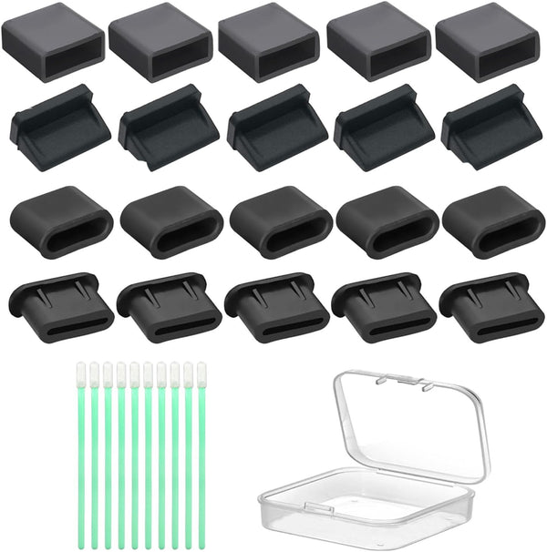 USB C Dust Plug, Anti Dust Cover Plugs, USB Dust Cover Port Plugs, Silicone USB Cap Port Stopper Kit with Cleaning Foam
