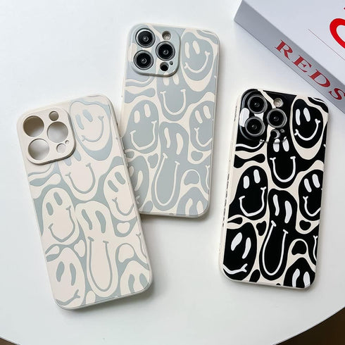 KERZZIL Cute Funny Face Phone Case Compatible with iPhone 14 Pro Max,Liquid Silicone Girly Cases,Cartoon Grimace Soft Gel Rubber Full-Body Protective Microfiber Lining Shockproof Cover(Beige)