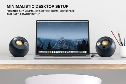 Creative Pebble V2 - Minimalistic 2.0 USB-C Powered Desktop Speakers, 3.5 mm AUX-in, Up to 8W RMS Power (Black)