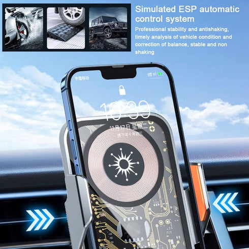 Wireless Car Charger Mobile Phone Holder, Fast Auto Clamping Bracket for 5.74in-6.49in Phones, Universal Dashboard Mount