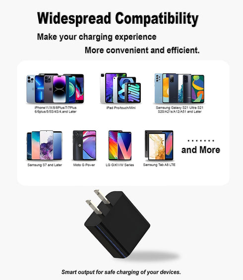 USB Wall Charger 5V 2A Power Adapter, Universal Travel Charger USB Plug for Samsung, iPhone, iPad, Moto, LG, HTC, Tablet