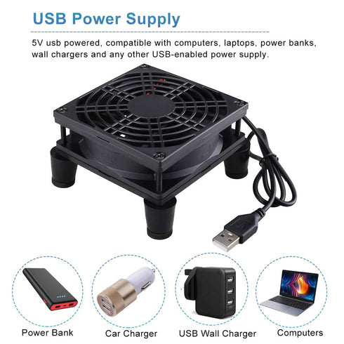 92mm 3 5V GDSTIME Small Router Fan Cooler with L/M/H Speed Controller, DC USB Powered Case Cooling Fans for Xbox Modem