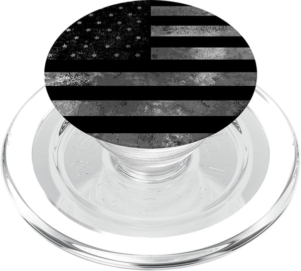 PopSockets PopGrip for MagSafe, Grungy Grey Black American US Flag Vintage Patriotic Gift