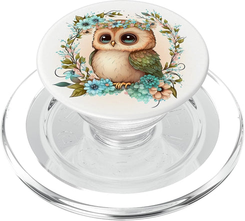 Cute Floral Owl Watercolor PopSockets MagSafe PopGrip for iPhone