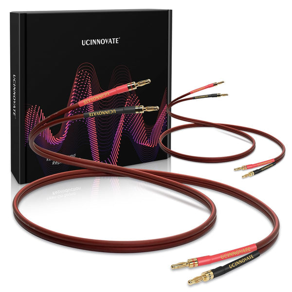 UCINNOVATE HiFi OFC Speaker Wire Cable with Banana Plug - 2 Pack High-end Pure Copper 1.5m Speaker Cable