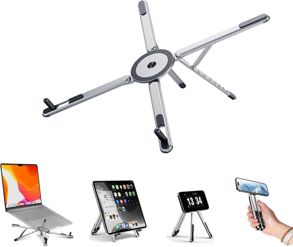 BONERUY 3 in 1 Magnetic Foldable Versatile Stand for Phone Tablet and Laptop,Aluminum