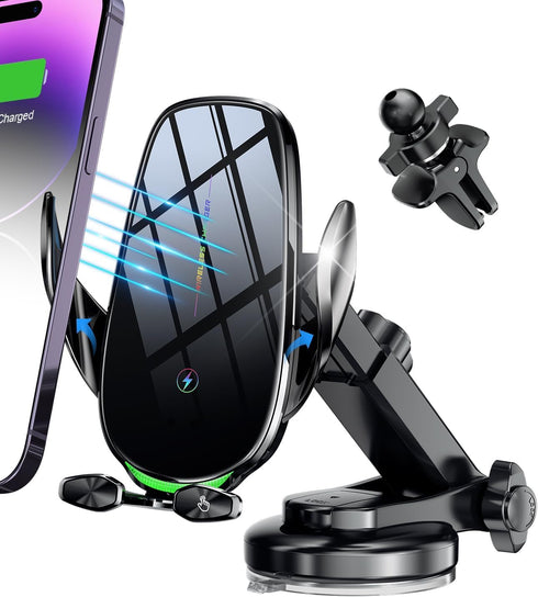 MEMOFO Wireless Car Charger, 15W Fast Wireless Charger for Car Auto-Clamping, Fit for