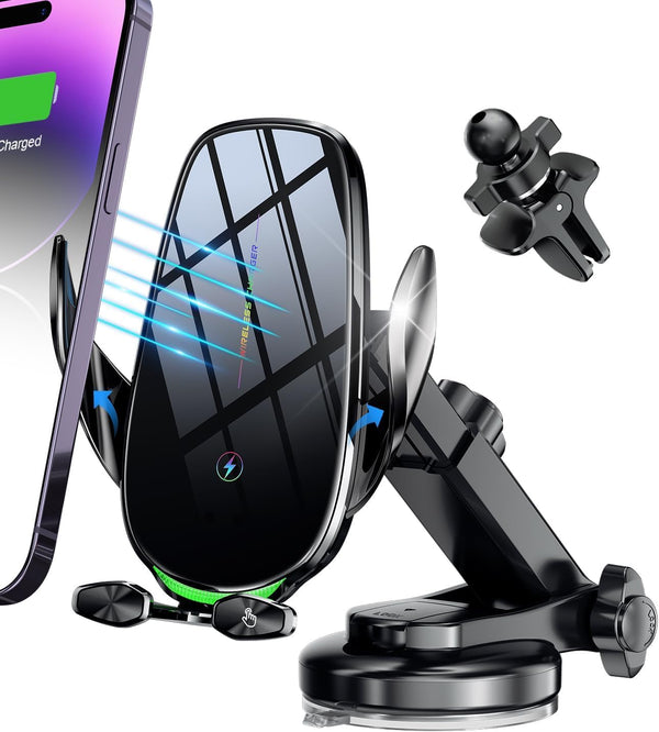 MEMOFO Wireless Car Charger, 15W Fast Wireless Charger for Car Auto-Clamping, Fit for