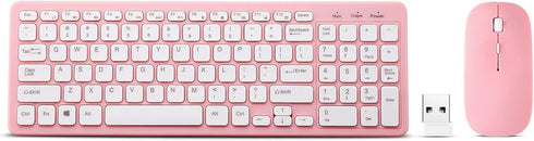 Wireless Keyboard and Mouse Combo, Compact Quiet Wireless Set 2.4G Ultra-Thin Design for Windows, Computer, Desktop,
